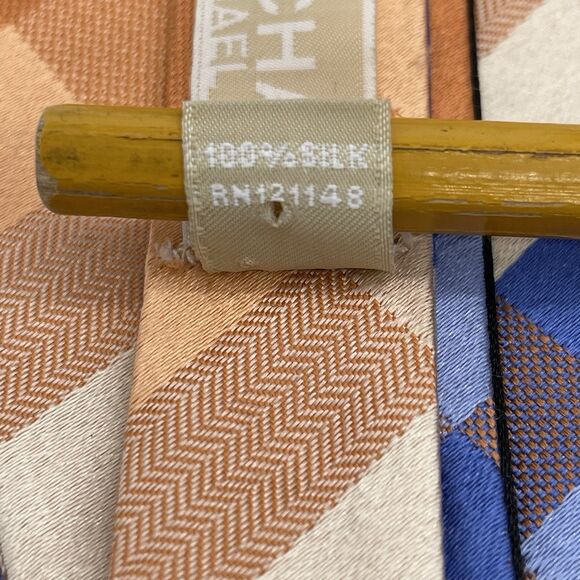 Michael Kors Lands End Silk Neckties Lot of 3 / 1 Bow Tie Striped Blue Orange - Picture 14 of 16